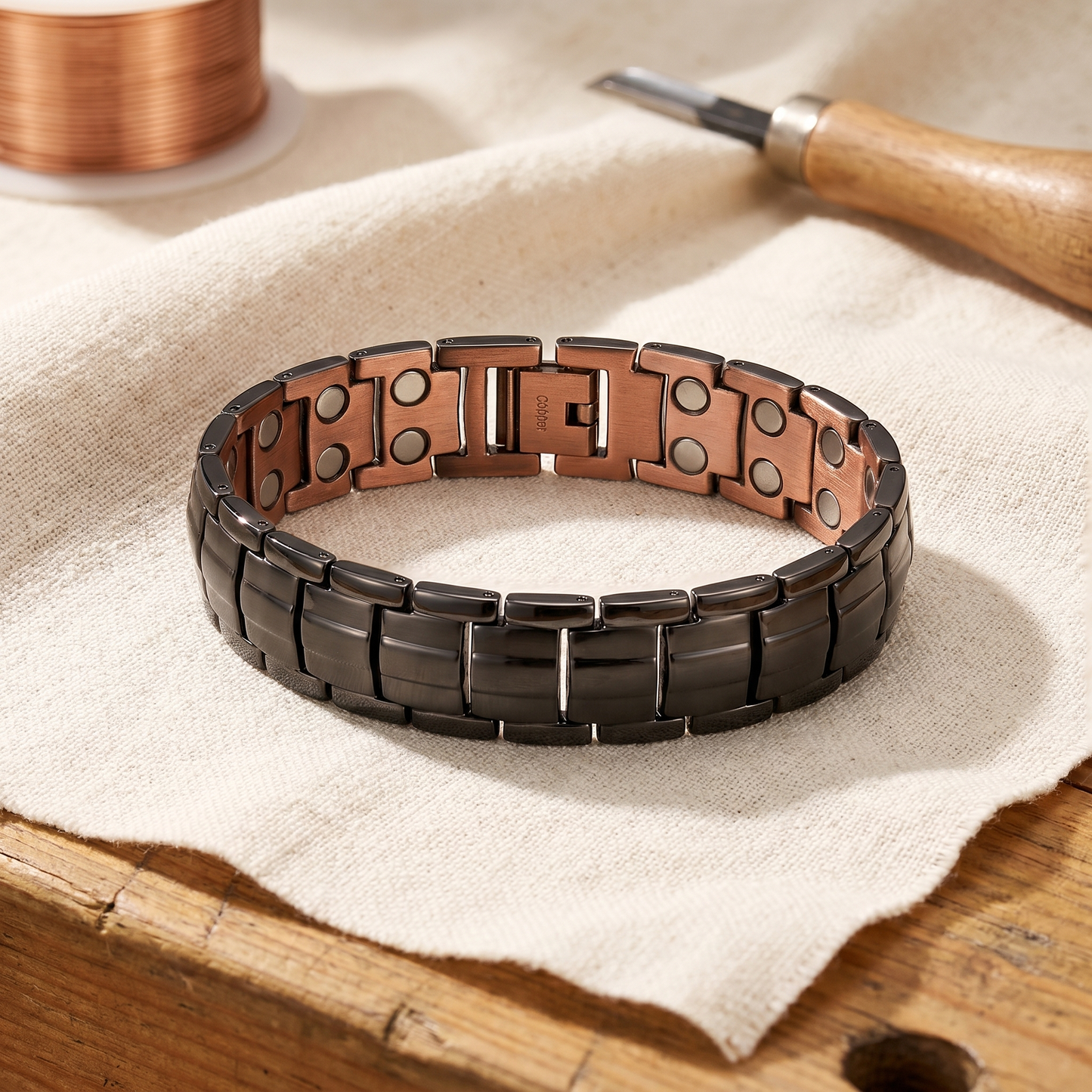 Obsidian Men's Copper Bracelet
