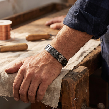 Obsidian Men's Copper Bracelet
