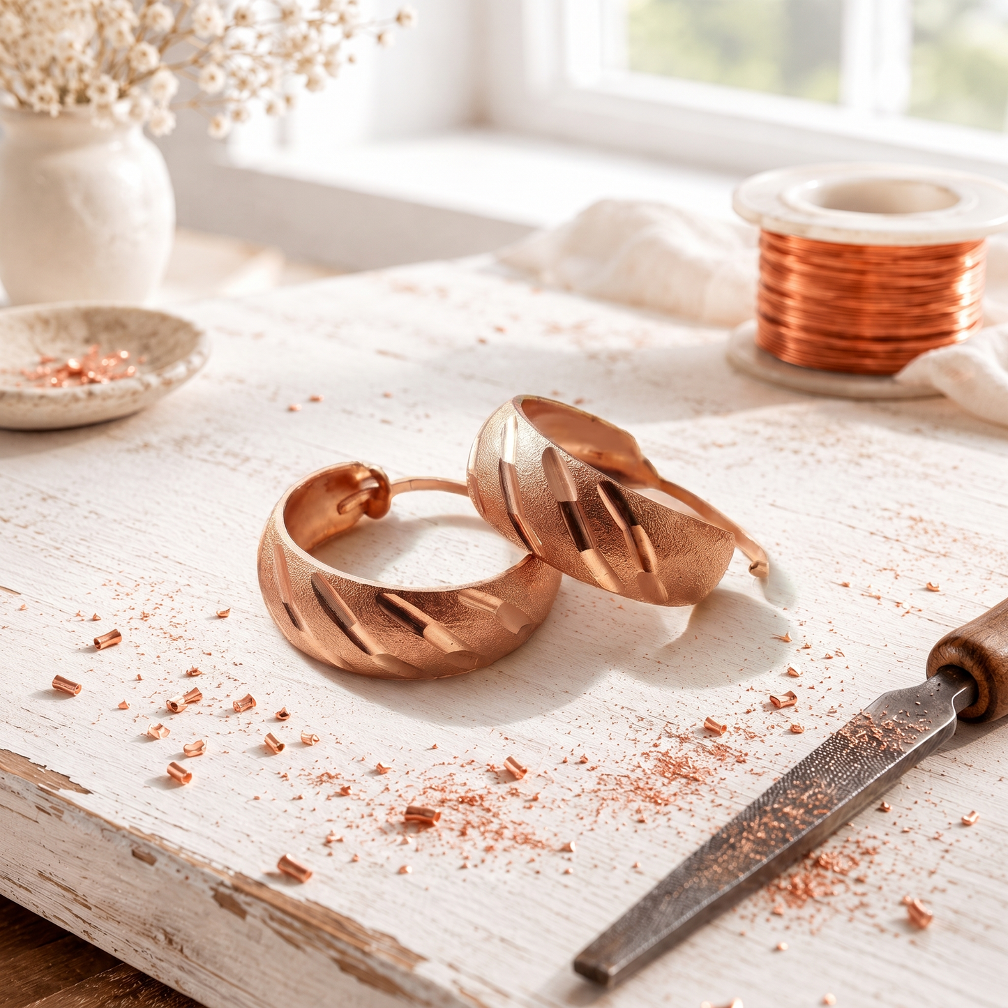 Cora's Facet Copper Earrings